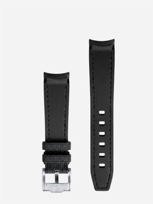 Black stitch rubber strap for Omega x Swatch MoonSwatch stainless steel