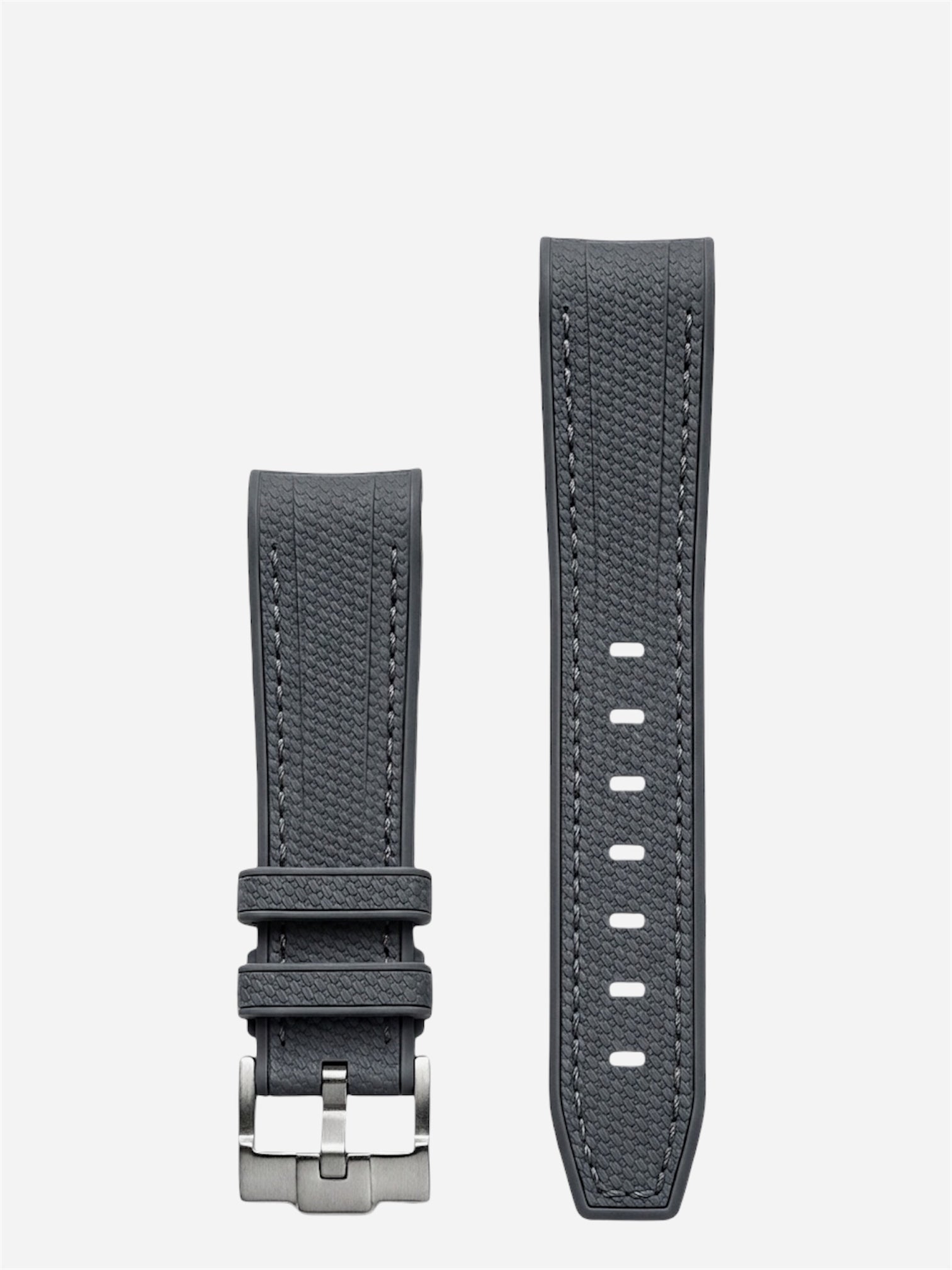Dark-Gray-Gray-Stitch-Rubber-Strap-20mm-Curved-End