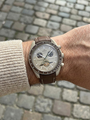 Dark Brown Stitch Rubber Strap for Omega x Swatch Mission to Saturn