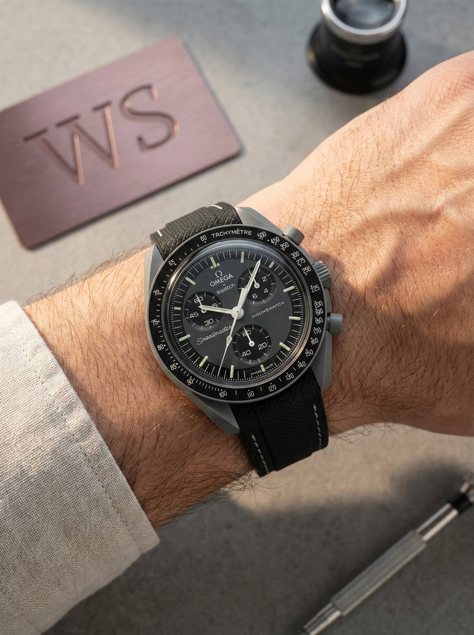 Black Stitch Rubber Strap for Omega x Swatch Mission to Mercury