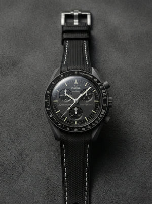 Black Stitch Rubber Strap for Omega x Swatch Mission to Mercury