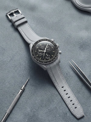 Light Gray Stitch Rubber Strap for Omega x Swatch Mission to Moon