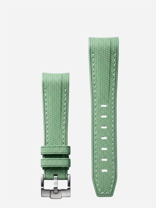 Mint-Green-White-Stitch-Rubber-Strap-20mm-Curved-End