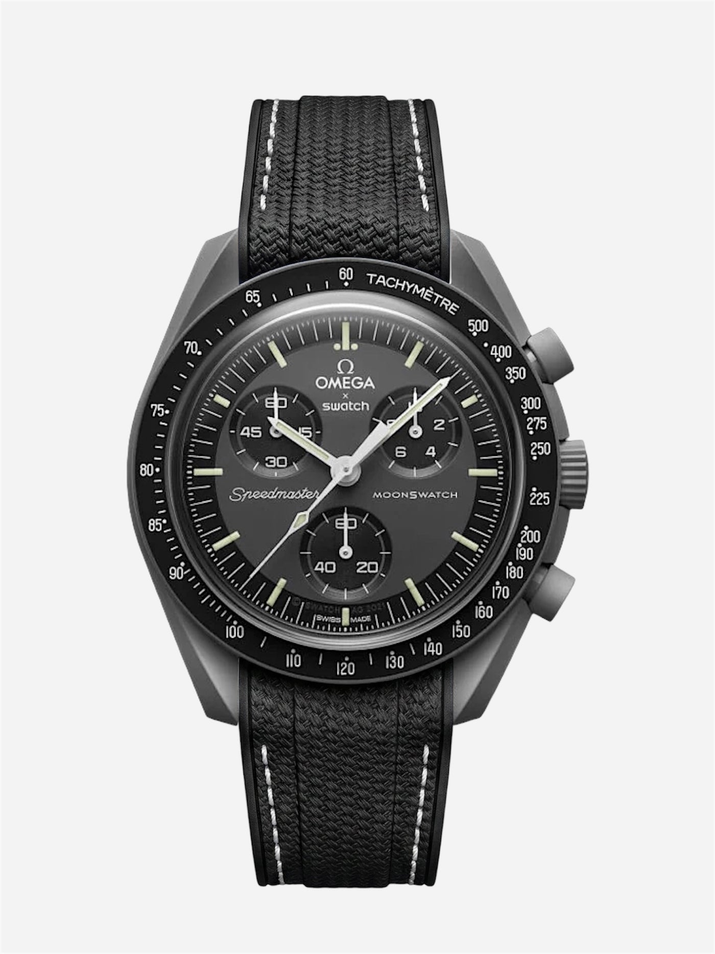 Black Stitch Rubber Strap for Omega x Swatch Mission to Mercury