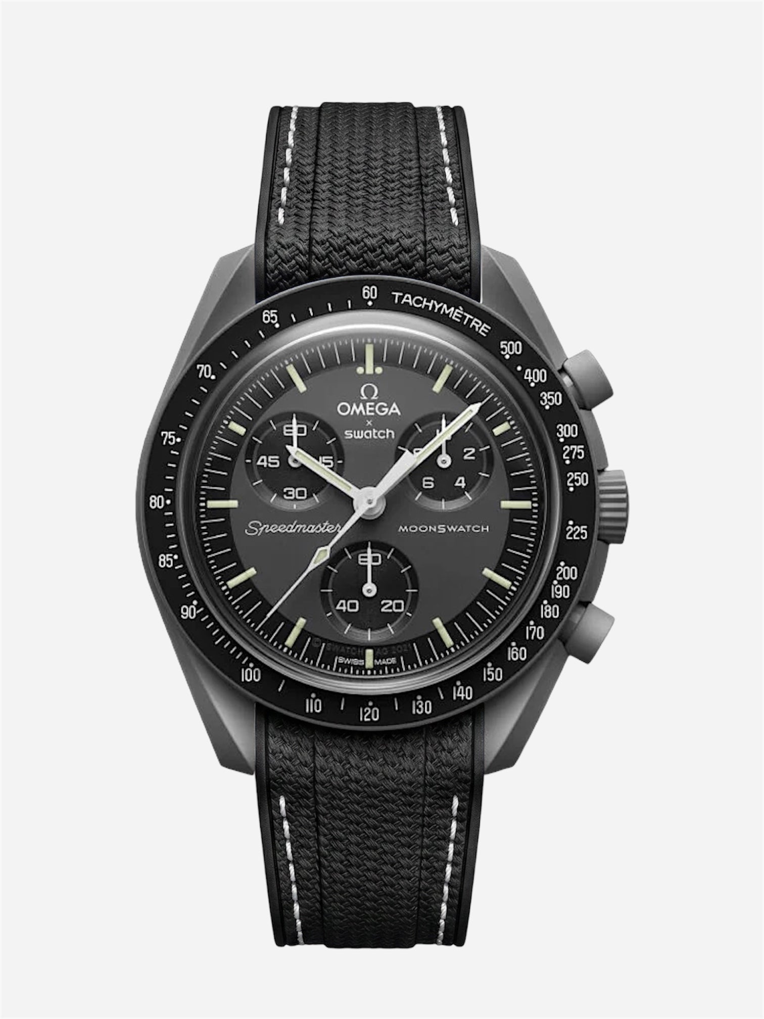 Black Stitch Rubber Strap for Omega x Swatch Mission to Mercury