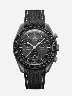 Black Stitch Rubber Strap for Omega x Swatch Mission to Mercury