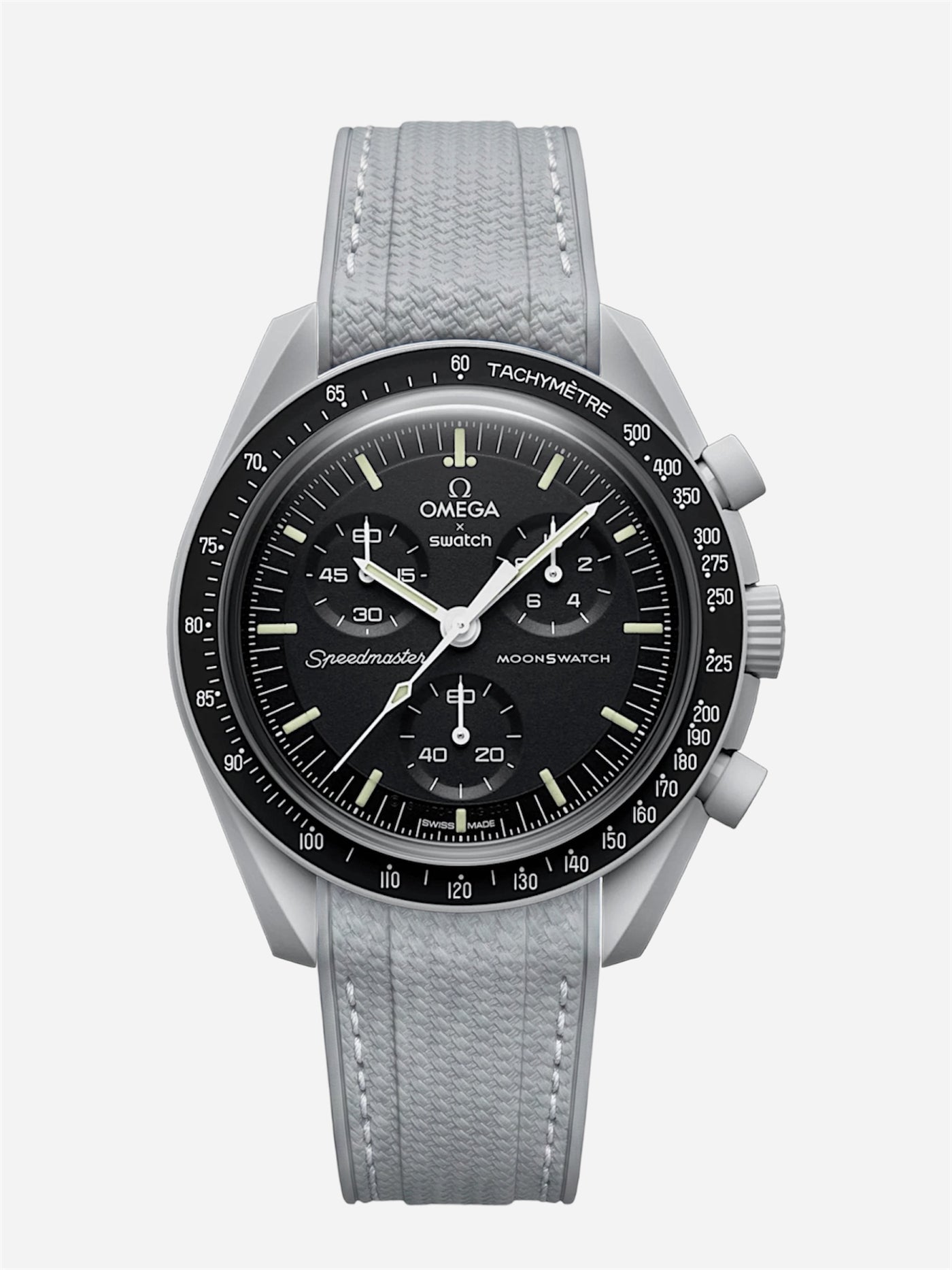 Light Gray Stitch Rubber Strap for Omega x Swatch Mission to Moon