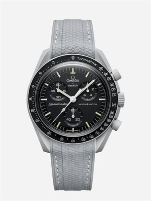 Light Gray Stitch Rubber Strap for Omega x Swatch Mission to Moon