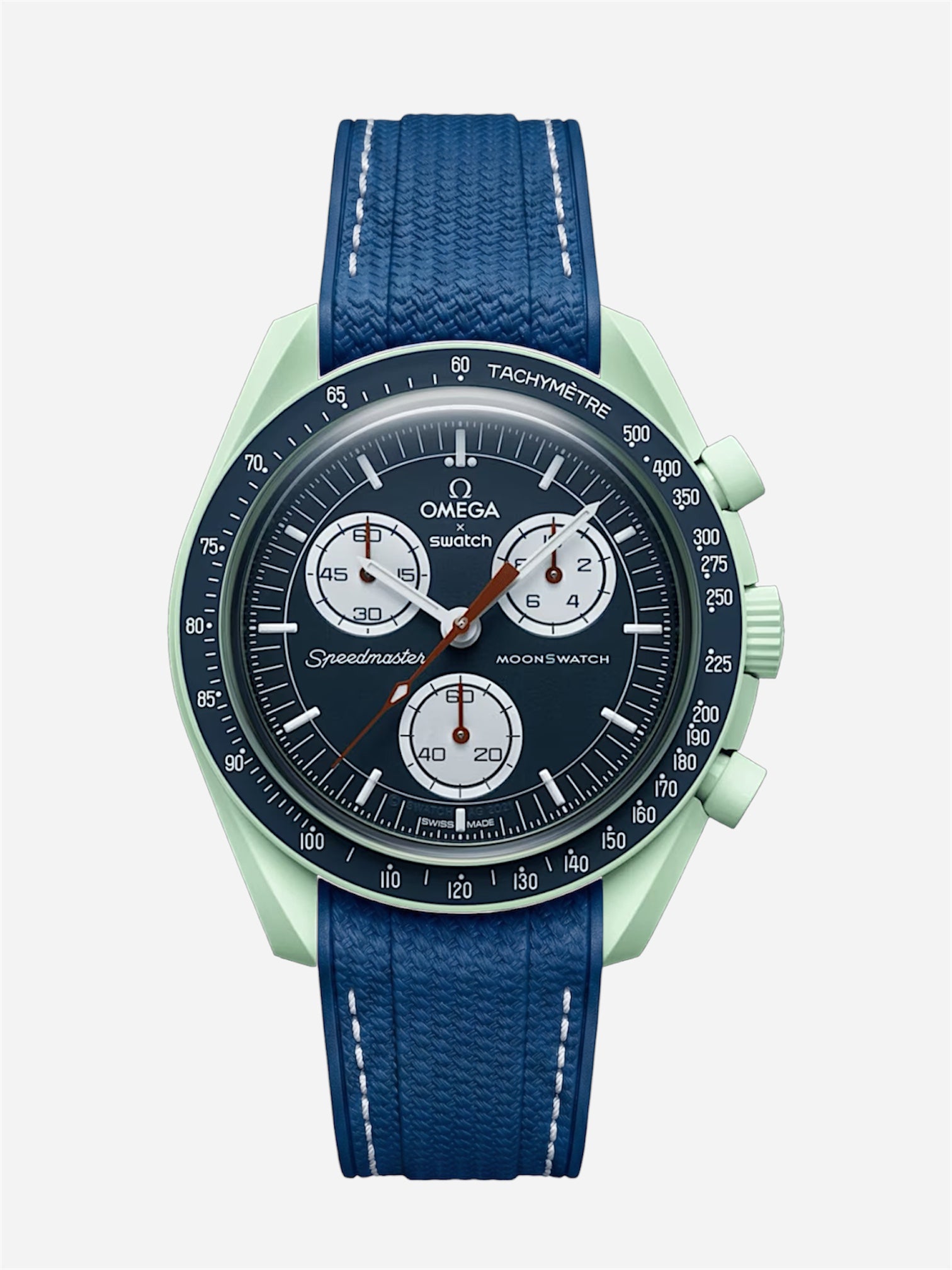 Dark Blue Stitch Rubber Strap for Omega x Swatch Mission to Earth