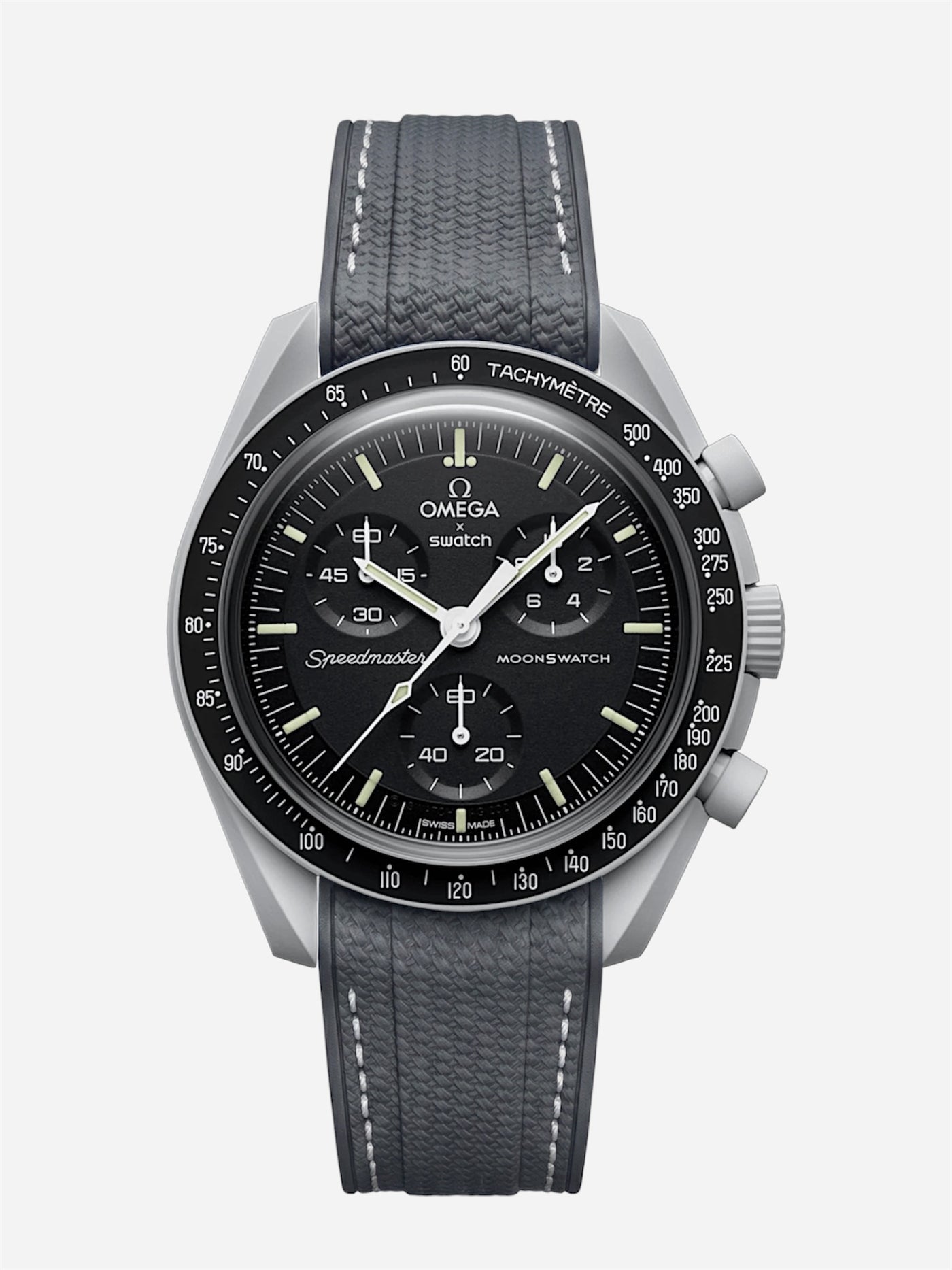 Dark Gray Stitch Rubber Strap for Omega x Swatch Mission to Moon