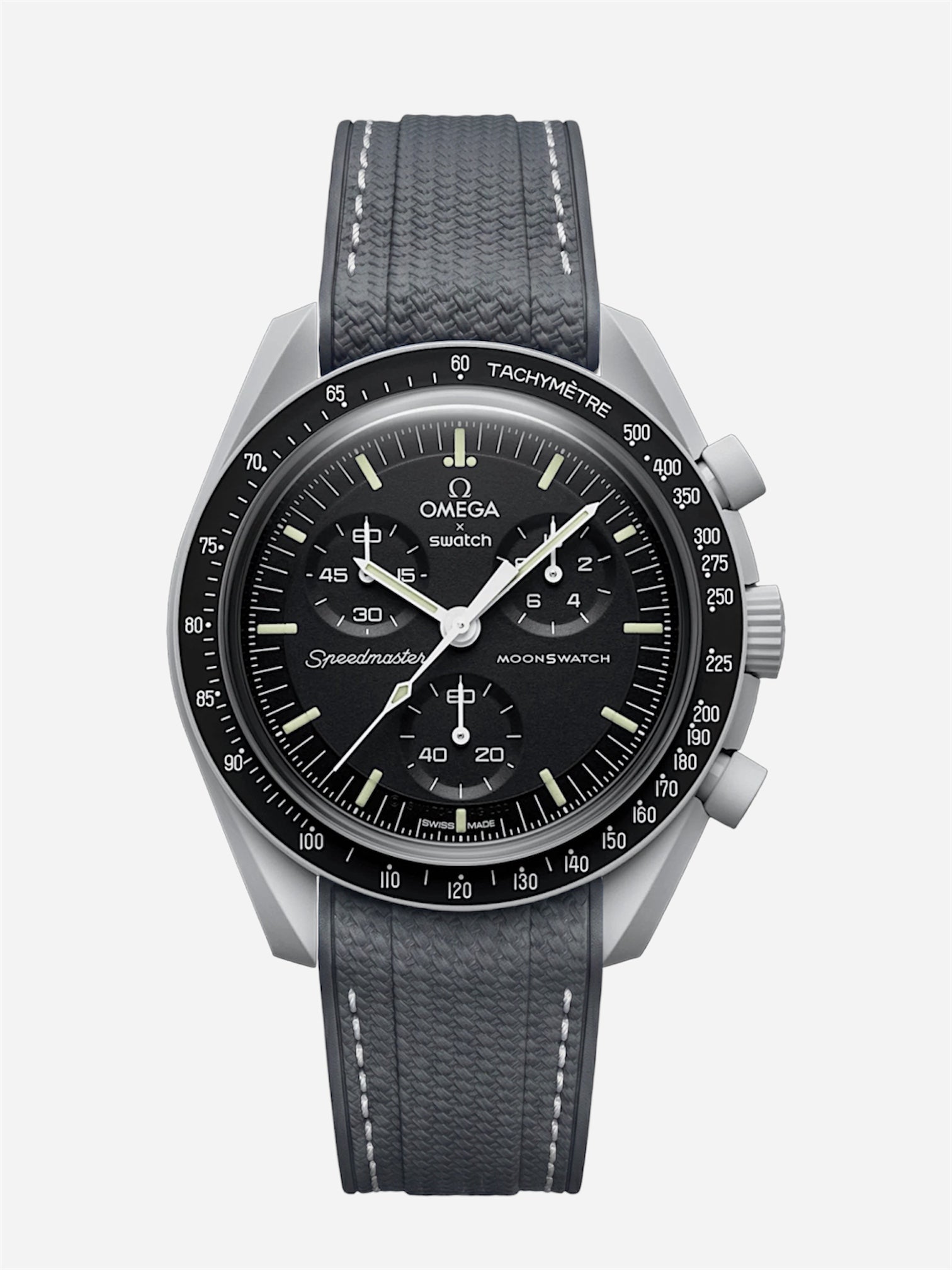 Dark Gray Stitch Rubber Strap for Omega x Swatch Mission to Moon