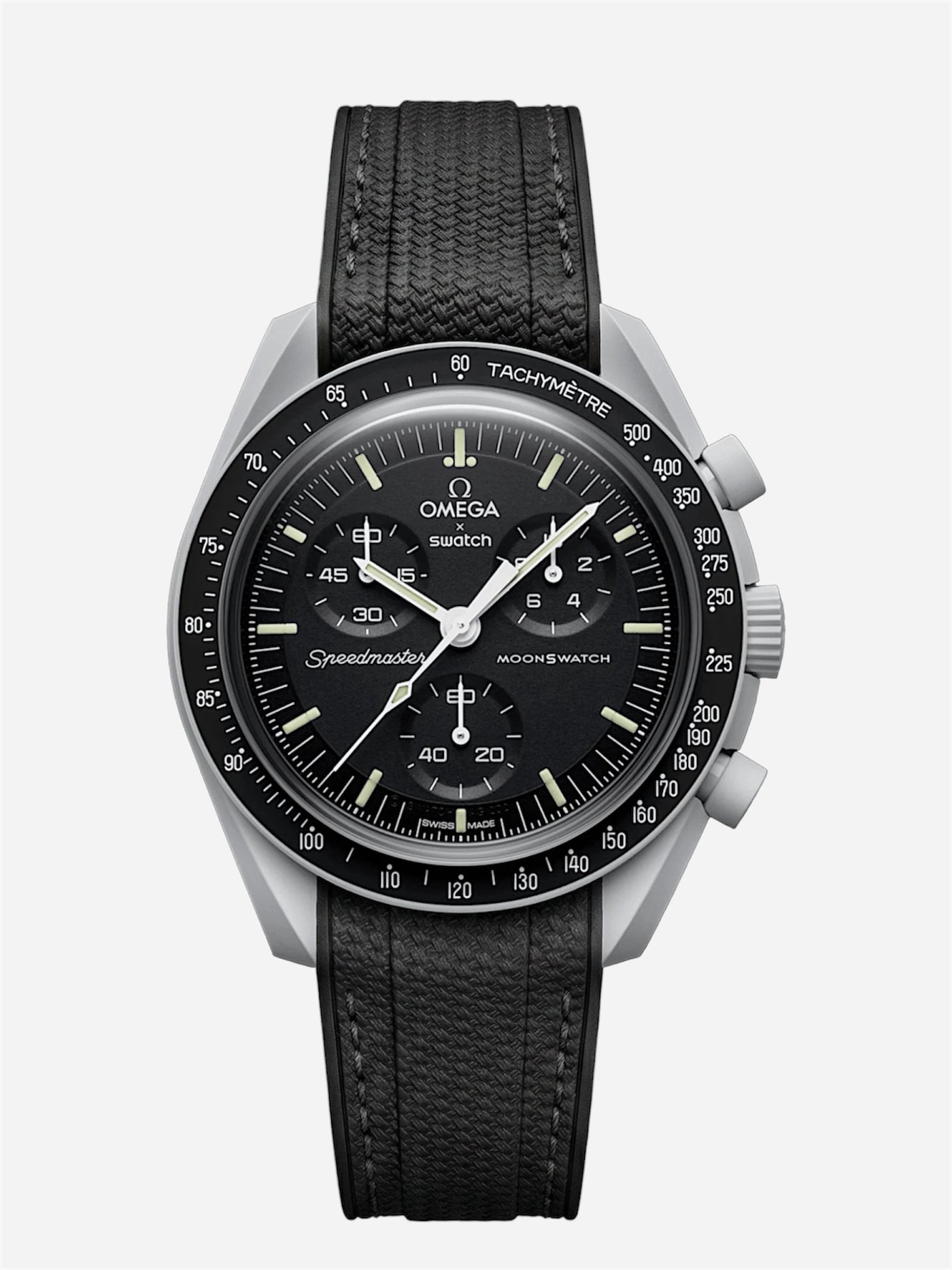 Black Stitch Rubber Strap for Omega x Swatch Mission to Moon