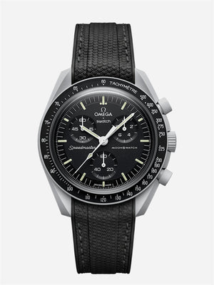 Black Stitch Rubber Strap for Omega x Swatch Mission to Moon