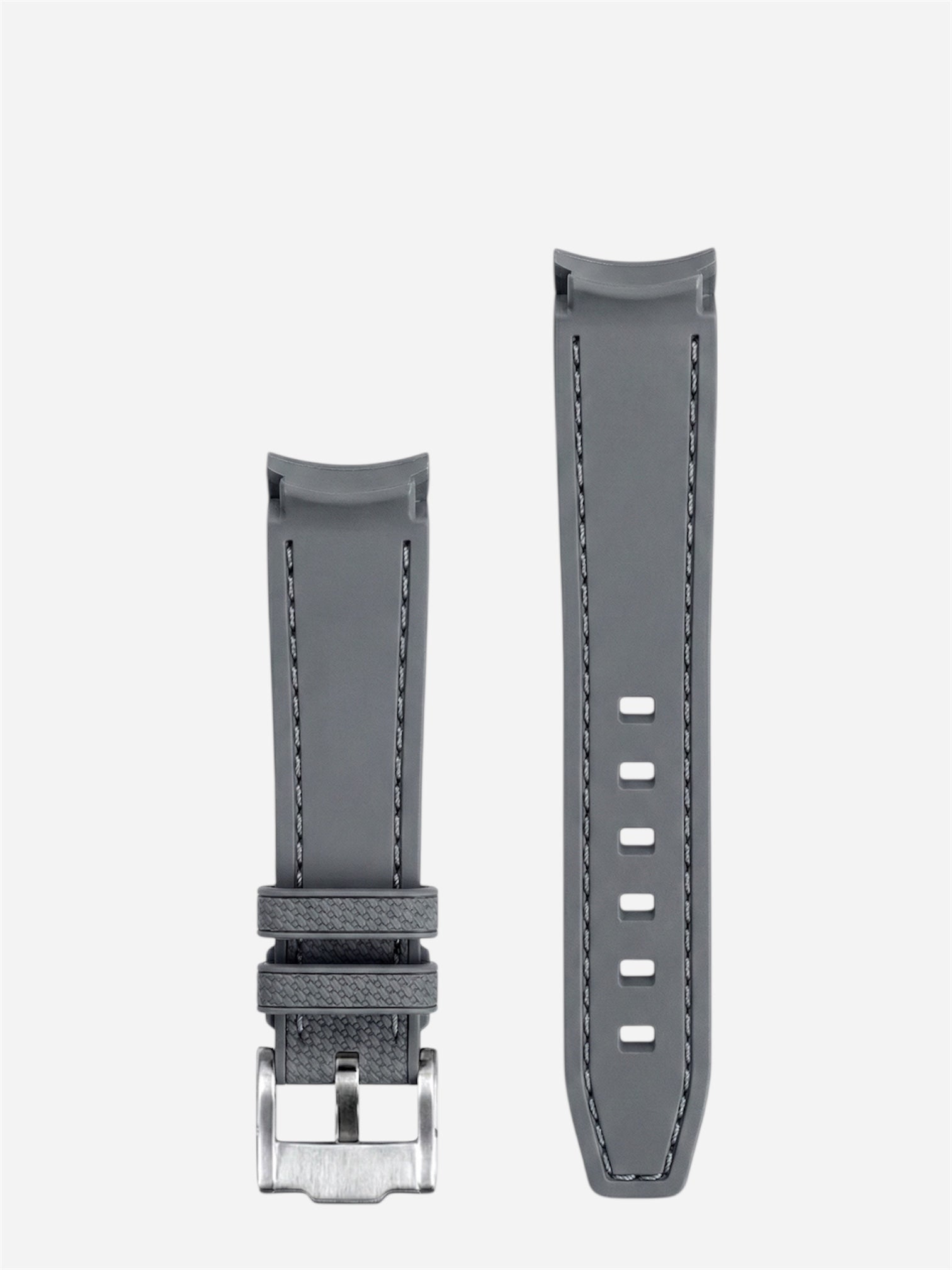 Dark Gray/GrayStitch Rubber Strap 20mm, Curved End