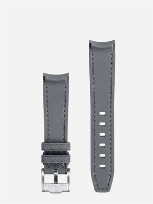 Dark Gray/GrayStitch Rubber Strap 20mm, Curved End