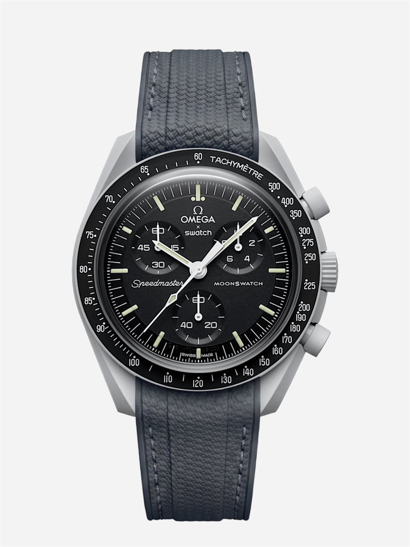 Dark Gray Stitch Rubber Strap for Omega x Swatch Mission to Moon