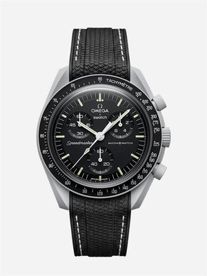 Black Stitch Rubber Strap for Omega x Swatch Mission to Moon