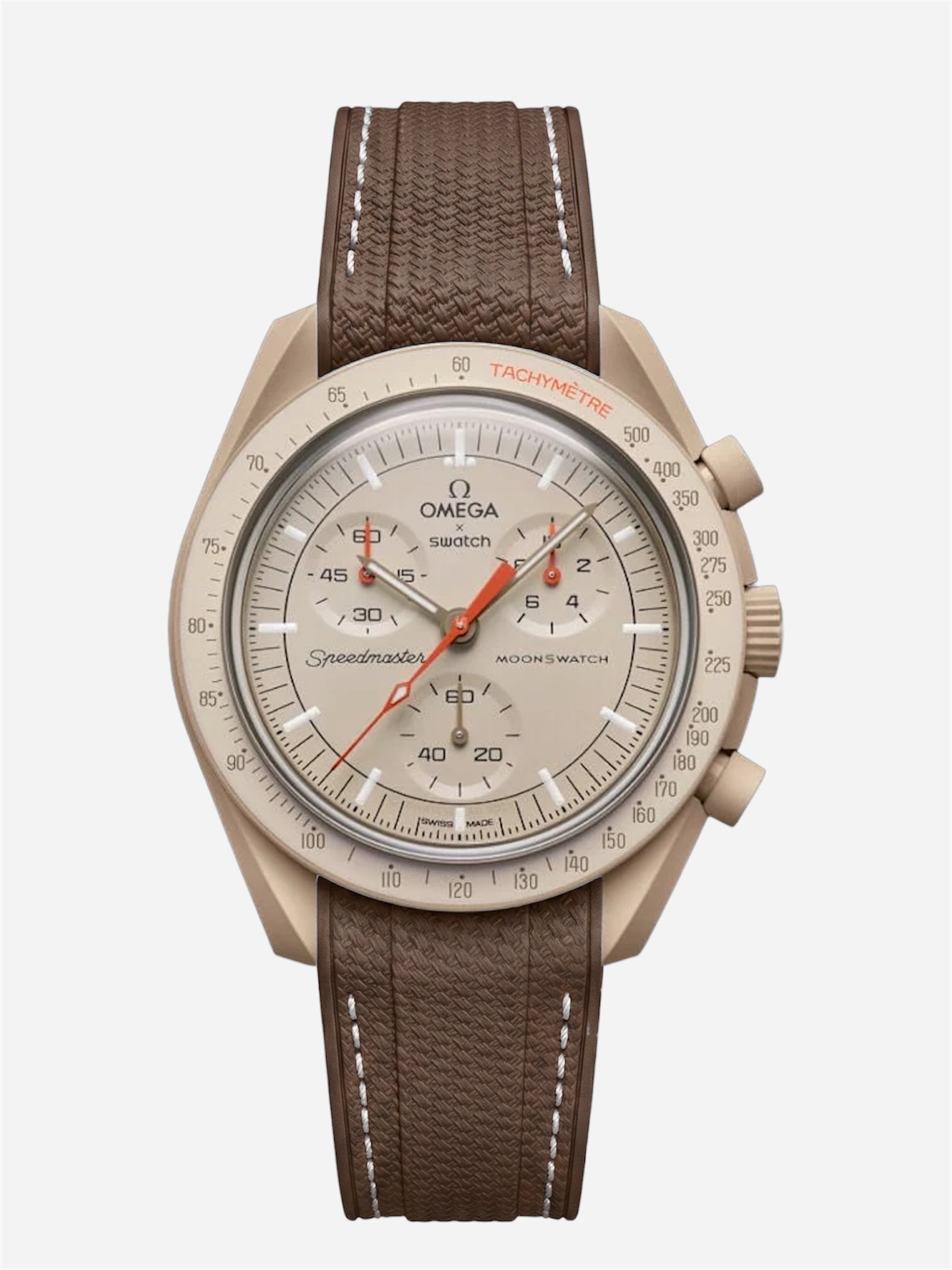 Dark Brown Stitch Rubber Strap for Omega x Swatch Mission to Jupiter