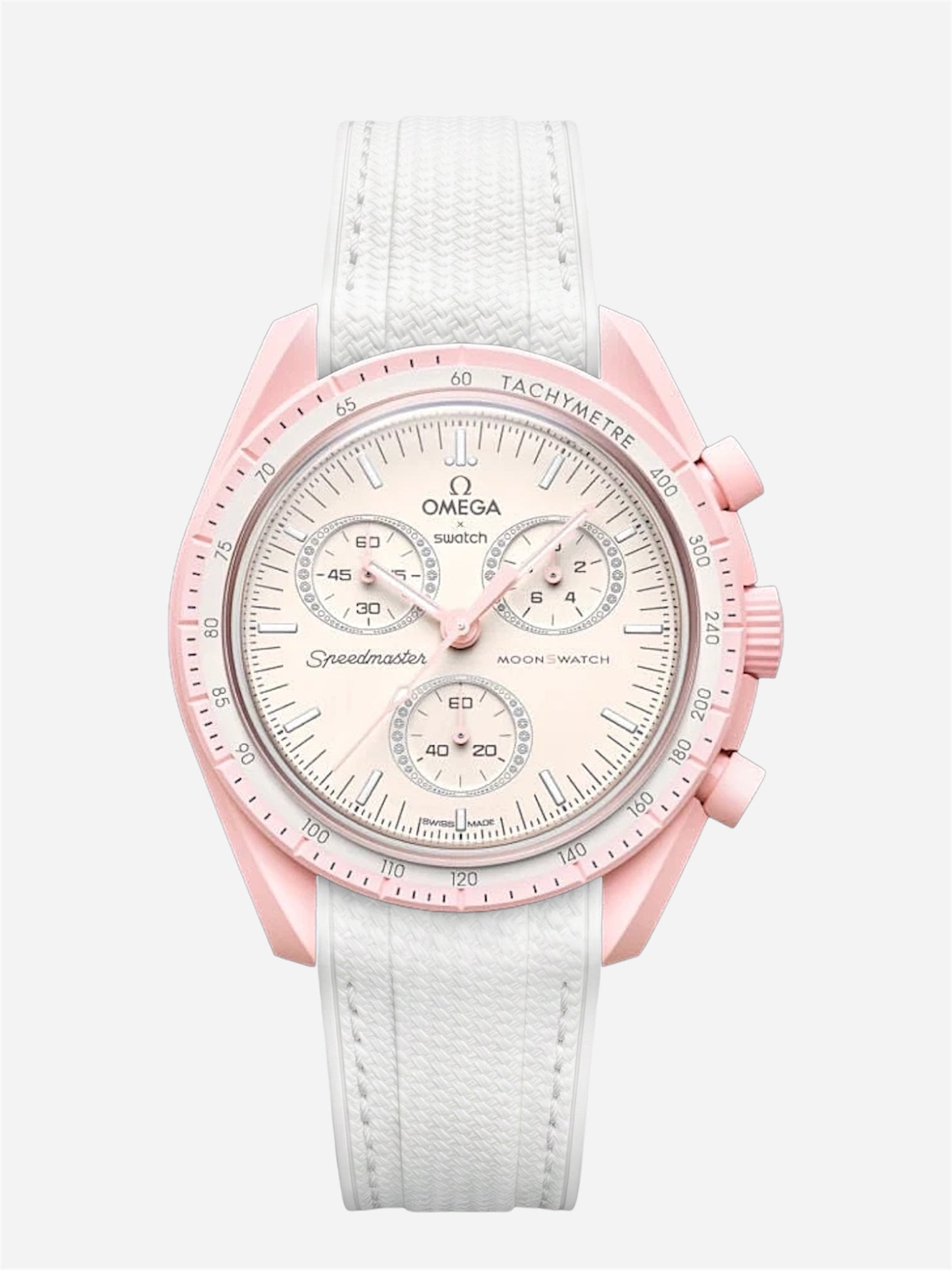 White Stitch Rubber Strap for Omega x Swatch Mission to Venus