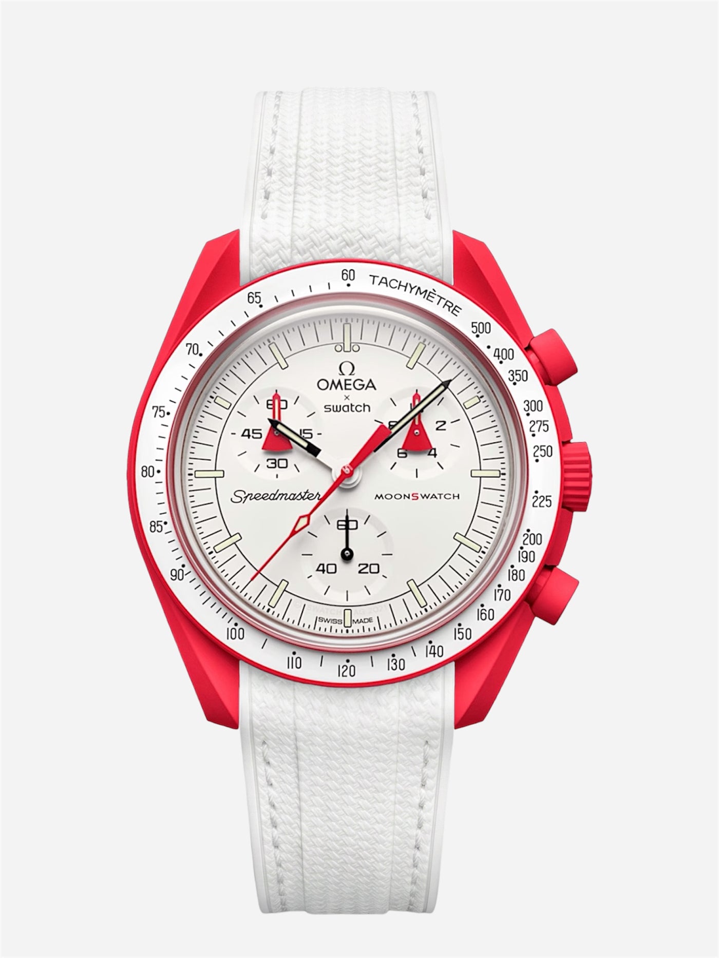 White Stitch Rubber Strap for Omega x Swatch Mission to Mars