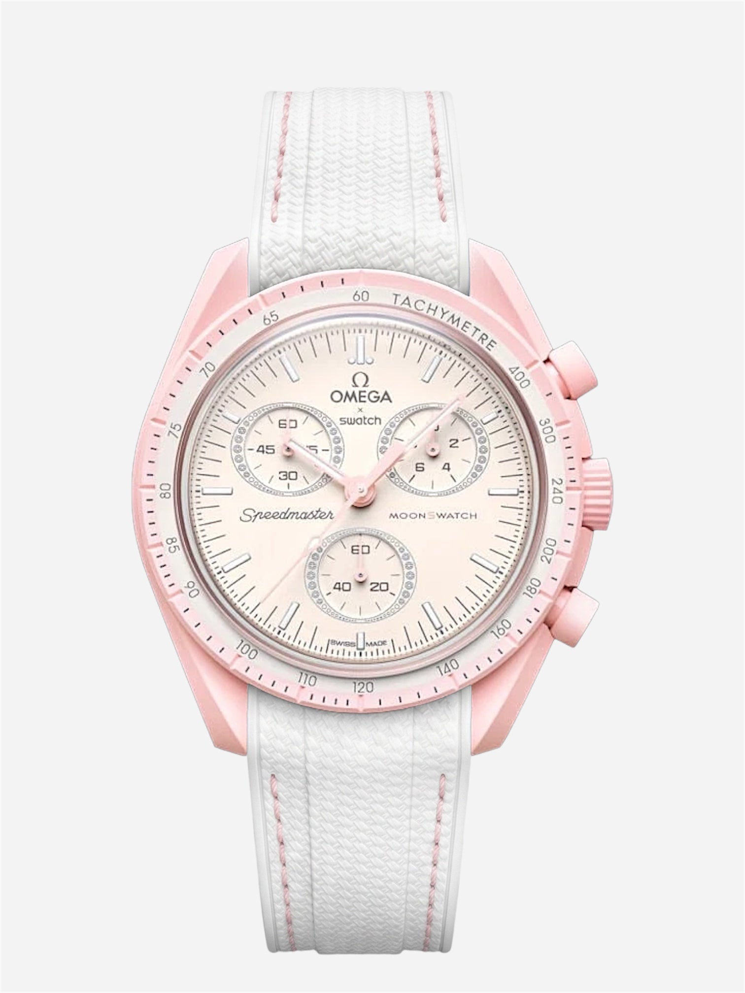 White Stitch Rubber Strap for Omega x Swatch Mission to Venus