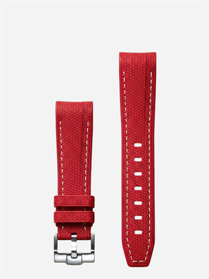 Red-White-Stitch-Rubber-Strap-20mm-Curved-End