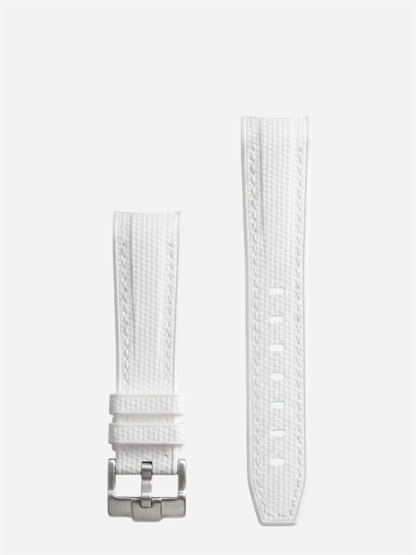 White/White-Stitch-Rubber-Strap-20mm-Curved-End