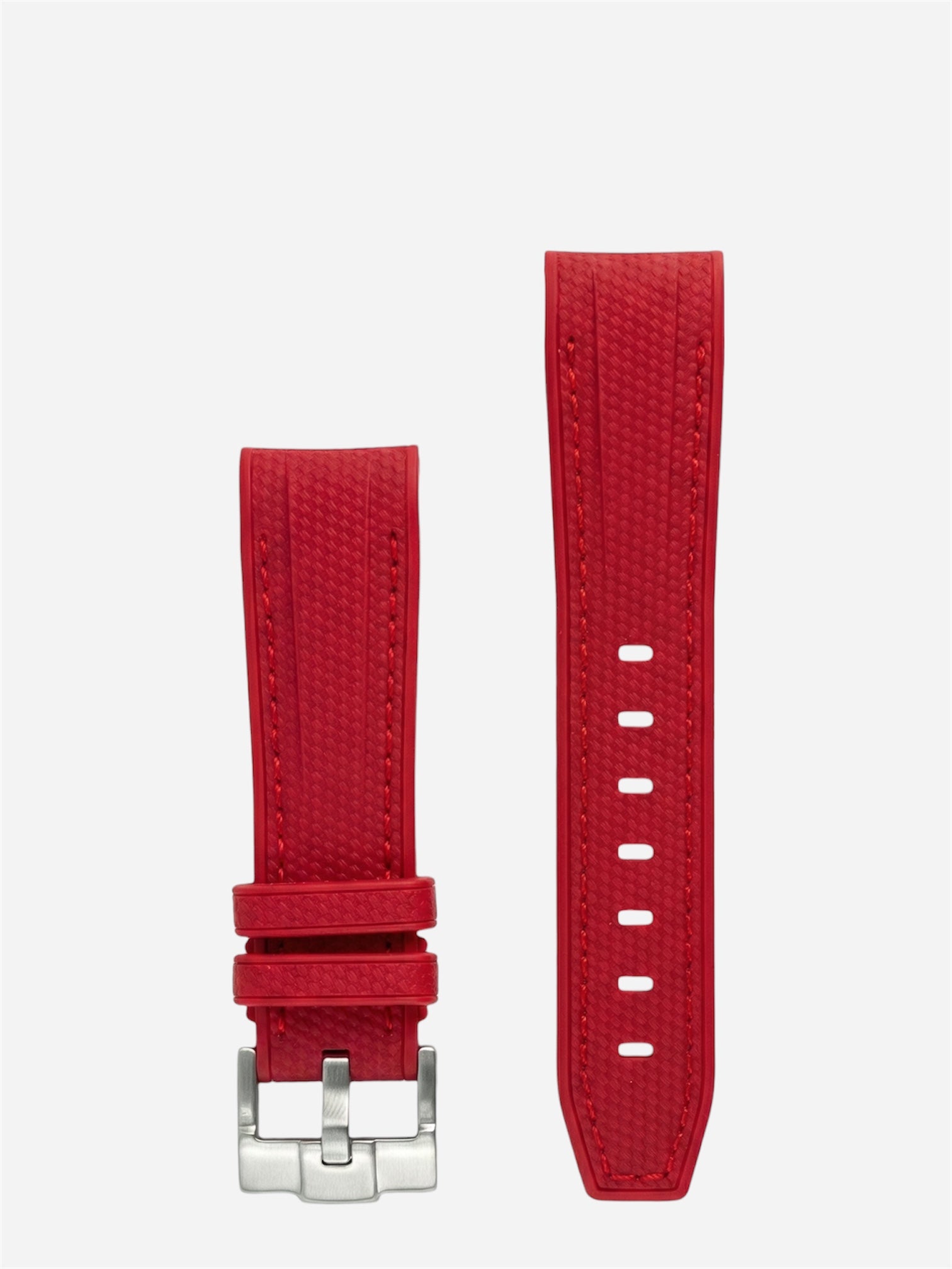 red-red-Stitch-Rubber-Strap-20mm-Curved-End